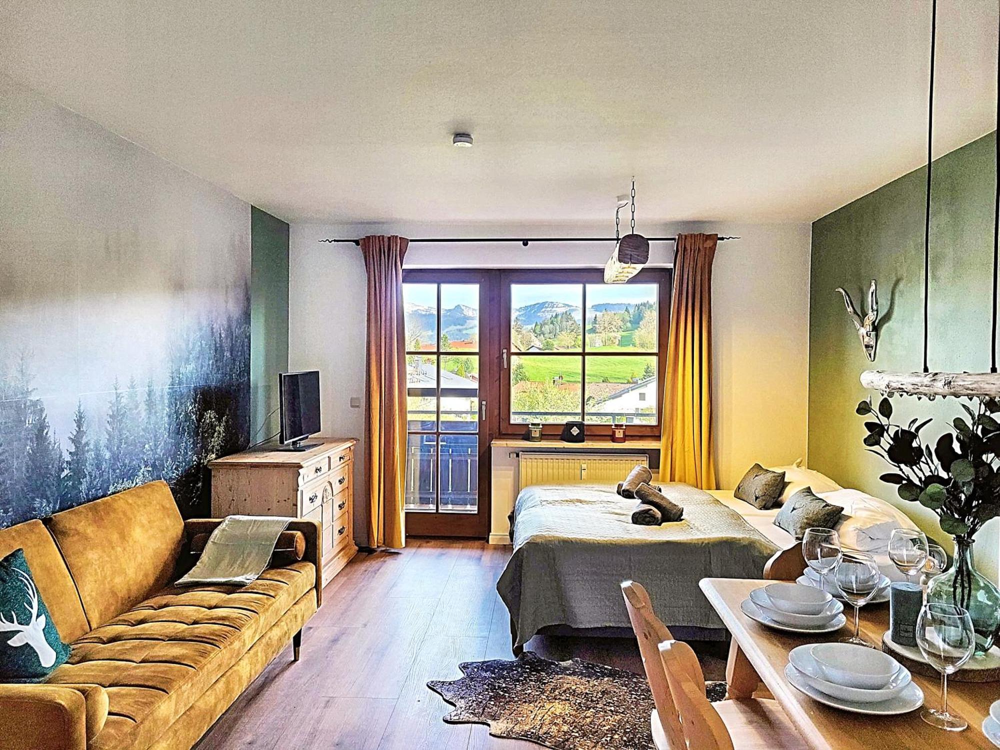 Lindners Hideaways - Bergnest Lodge - Bergblick Fewo 6 Pers Balkon Garten Hund Ski Unterkunft Luftkurort Oberreute Naehe Buchenegger Wasserfaelle Eistobel Bodensee Exterior foto